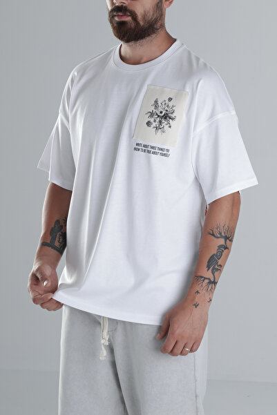 COCOPELLI Ανδρικό μπλουζάκι με σχέδιο χαλί oversized σε λευκό χρώμα COC1492