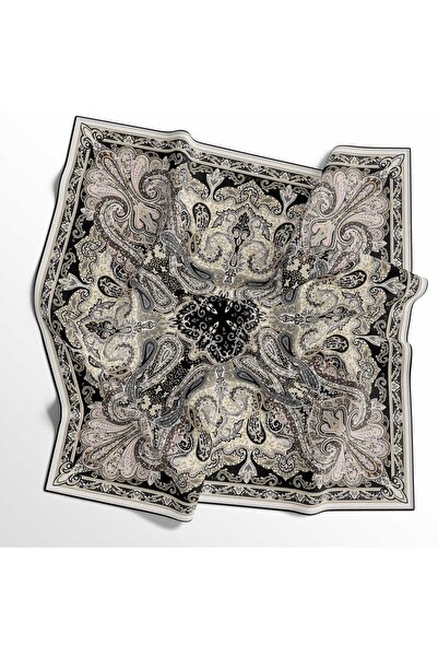 İpekal Μαλακό βαμβακερό κασκόλ - 05406 90 x 90 Κρεμ-Μαύρο - 15