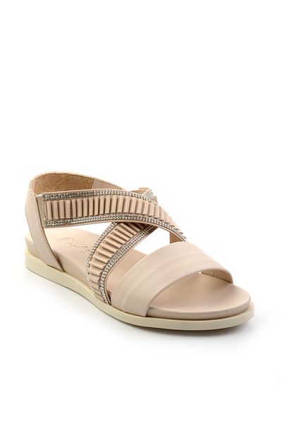 Bambi Beige Leather Women's Sandals K05724660203