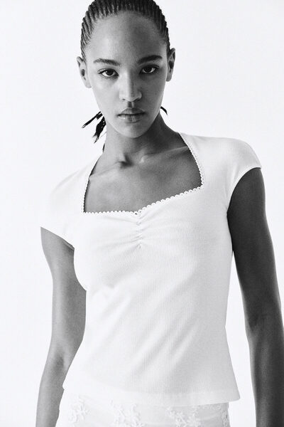 H&M Kalp Yakalı ve Ribanalı Üst