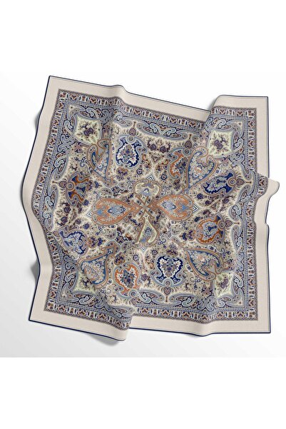 İpekal Eșarfă din bumbac moale - 05403-1018 90 X 90 Bleumarin - Crem 17