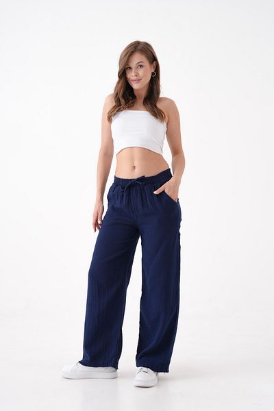 Butik Women's 100% Cotton Summer Muslin Loose Wide Leg Trousers Mg001