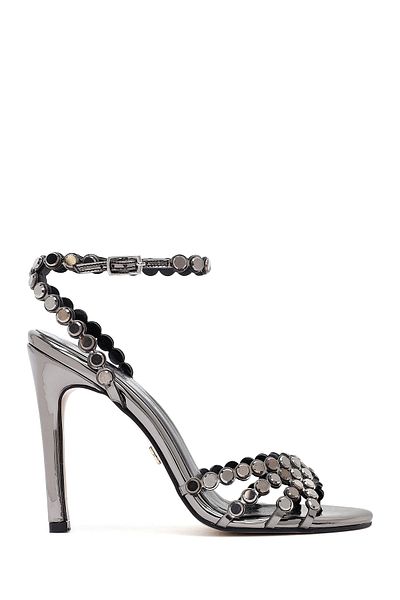 Derimod Women's Gray Stone High Thin Heeled Sandals 25Sfe3908Ts