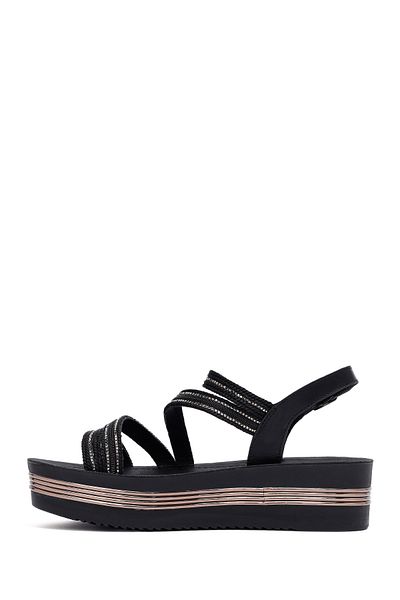 Derimod Women's Black Thick Soled Stone Sandals 25Sfe465714