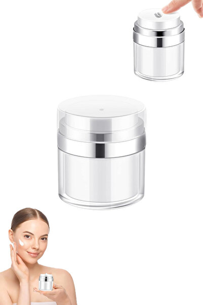 TRİPULAM Basmalı, Doldurulabilir, Vakumlu Akrilik Krem Kutusu | Sızdırmaz, Se...