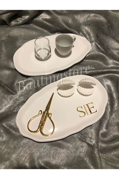 Bautinq Store Handmade Concrete Groom Coffee Tray with Letters Promise Engagement Tray