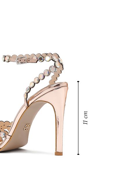 Derimod Women's Gold Stone High Thin Heeled Sandals 25Sfe3908Ts