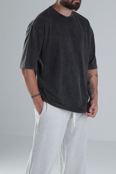 COCOPELLI Πλυμένο μπλουζάκι Anthracite Oversize