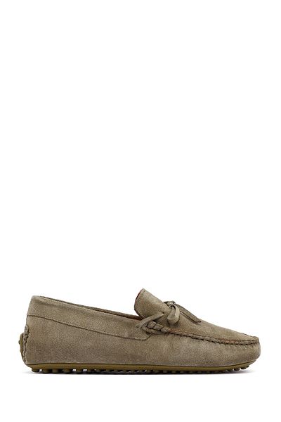 Derimod Men's Khaki Suede Leather Loafer 25Sfd633110