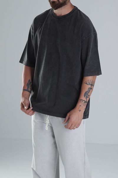 COCOPELLI Πλυμένο μπλουζάκι Anthracite Oversize