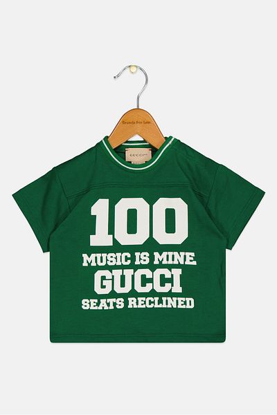 Gucci Toddlers Boy Crew Neck Short Sleeve Brand Logo Top, Multicolor