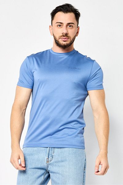 John Richmond Men Crew Neck Short Sleeve Brand Logo T Shirt, Blue