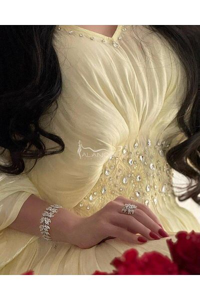 ALANOOD FASHION فستان عذاري أصفر أنيق فخم