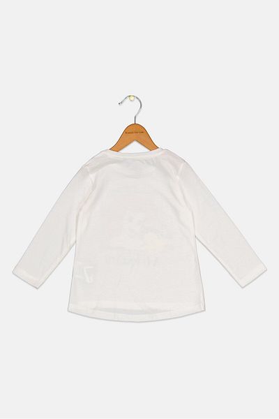 Disney Toddlers Girl Long Sleeve Graphic Print Top, White