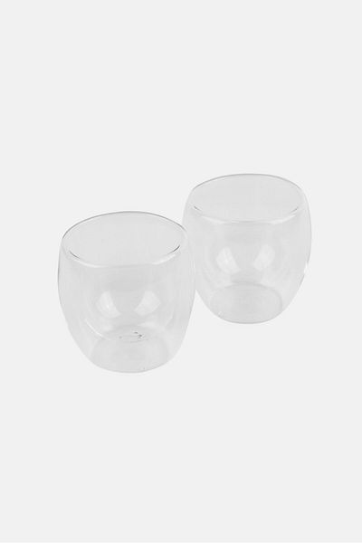 Muy Mucho 2 Piece High Borosilicate Glass Coffee Cups 150ml, Transparent