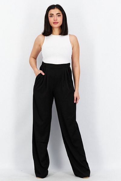 NA-KD Women High Rise Side Pockets Palazzo Pants, Black
