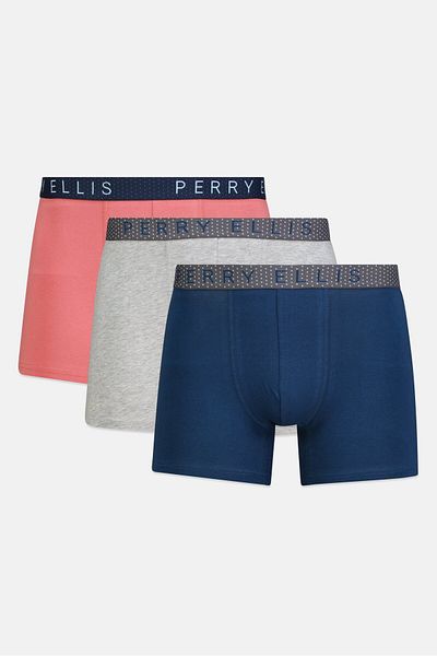 Perry Ellis Men 3 Pack Brand Logo Boxer Briefs, Multicolor