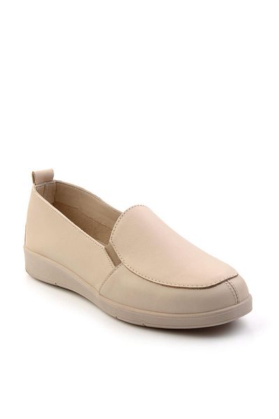 Bambi Beige Leather Women's Casual Shoes K01087236103
