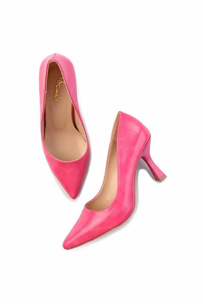 Bambi Fuchsia Snake Print Women's Classic Heeled Shoes01137030207