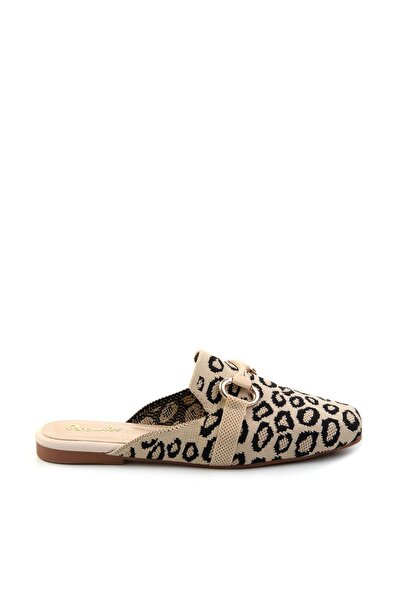 Bambi Bej Leopar Kadın Terlik K04327012482