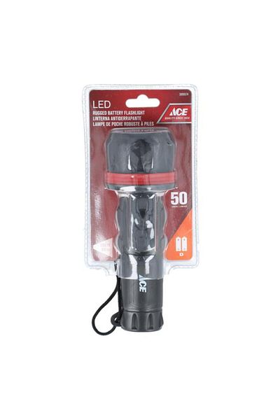 Generic ACE High-Quality Rugged Battery 50-Lumens LED Flashlight Black 3999574