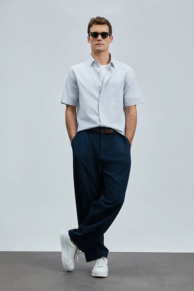 Lufian Ανδρικό πουκάμισο Kamer Basic Regular Fit Navy Blue