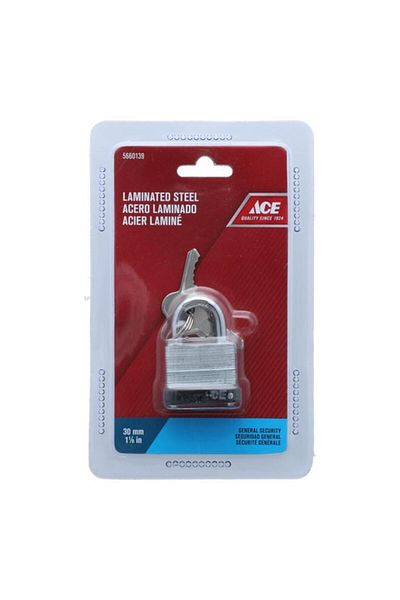 Generic قفل ACE من الفولاذ المصفح مع مفاتيح باللونين الفضي والأسود، 30 مم