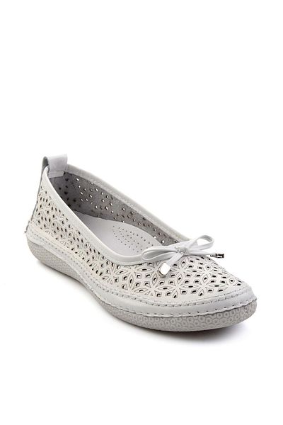 Bambi White Leather Women's Ballerinas K01331096403