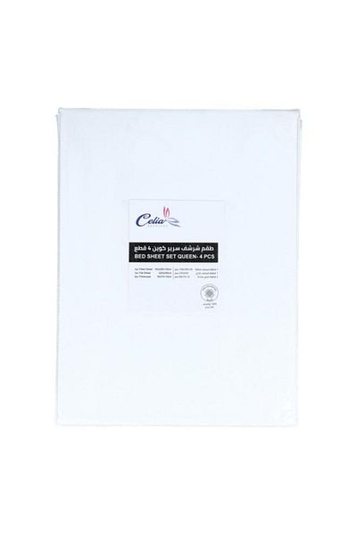 Generic Celia 4-Piece Superior Quality Elegant Bedsheet Set White Queen NH2209