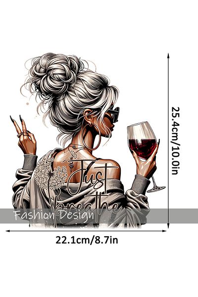 Choice Brown Trendy Vintage Retro Woman DRAMATIC Iron-On Heat Transfer Stickers Decals for T-shirts Sweatsh