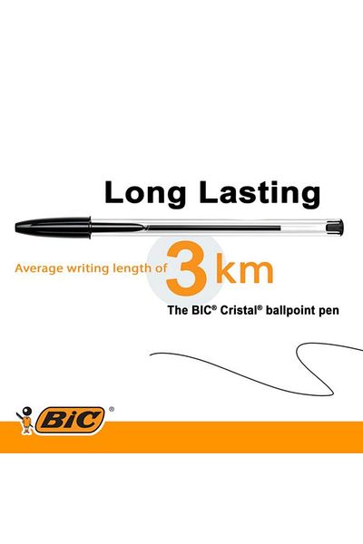 Generic Bic 10-Piece Cristal Original Bright Medium Point Ball Pen Black 1mm 134081