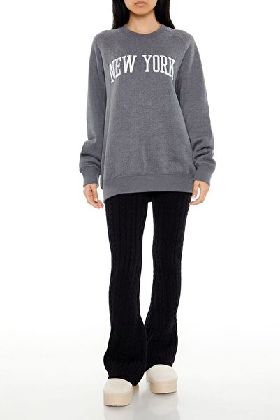 Forever 21 İşlemeli New York Sweatshirt