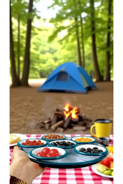 İnci Emaye 7 Piece Small Enamel Breakfast Set, Presentation, Breakfast Plate, Jam, Olive, Cheese Plate, Dowry