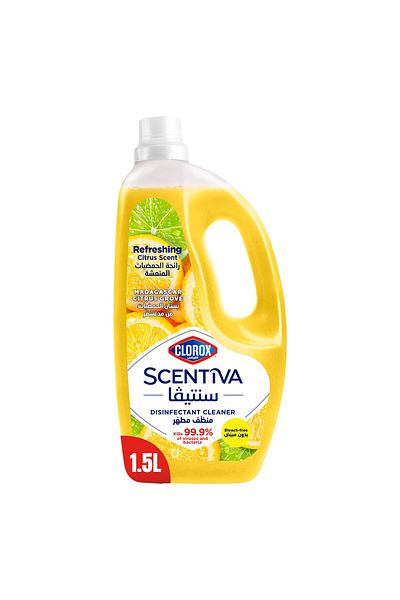 Clorox Scentiva Disinfectant Cleaner Madagascar Citrus Grove Bleach Free 1.5 Litres