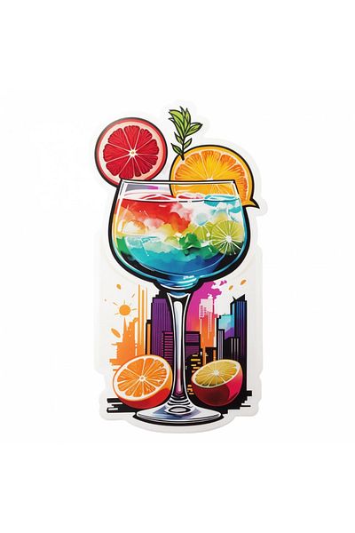 INOVATIX Set de 8 piese, autocolant cocktail cu portocaliu, INOVATIX®. 6 cm