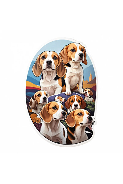 INOVATIX Set de 8 autocolante pentru câini Beagle, INOVATIX®. 6 cm