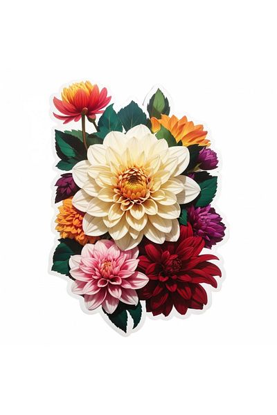 INOVATIX Set de 8 autocolante buchet de dalii, INOVATIX®. 6 cm