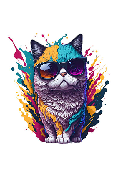 INOVATIX Σετ 8 τεμαχίων, Αυτοκόλλητη Γάτα με γυαλιά ηλίου, INOVATIX®. 6 εκ.