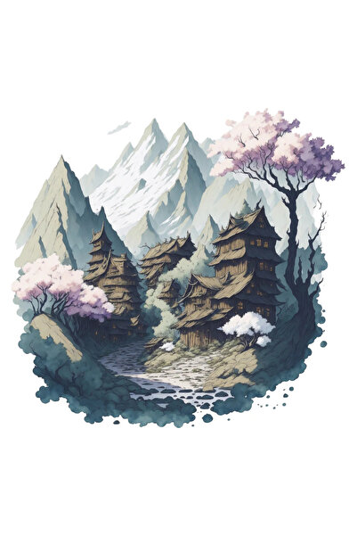 INOVATIX Set de 8 piese, autocolant Sat de Munte, INOVATIX®. 6 cm