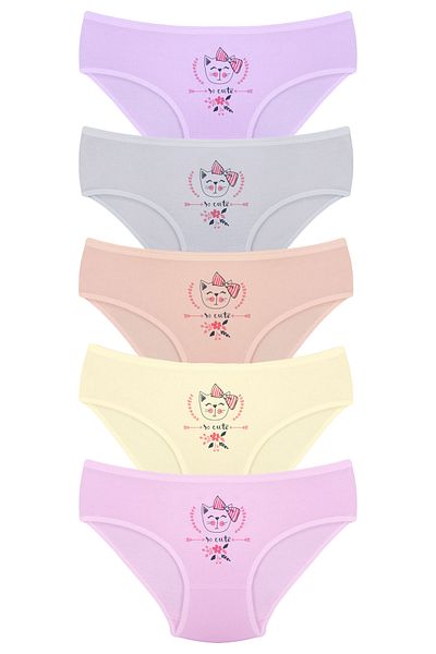 Onurel Girl's 5 Pack Socute Flower Printed Lycra Cotton Panties