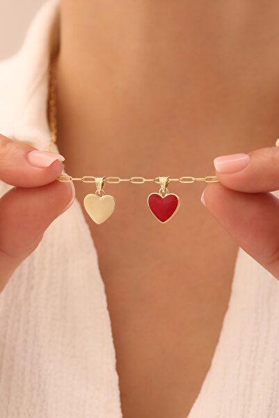 YAVUZ KUYUMCULUK 14 Ayar Altın Ataş Zincir Kalp Kolye