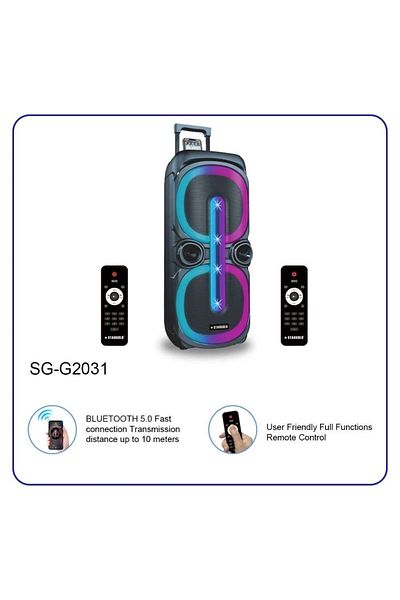 Generic مكبر صوت محمول متعدد الوسائط من ستارجولد، بقوة 60 واط، مزود بتقنية البلوتوث، وUSB، وإضاءة LED RGB، وجهاز تحكم عن بُعد