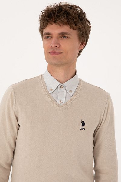 U.S. Polo Assn. Men's Stone Melange Basic Sweater 50288881-Vr225
