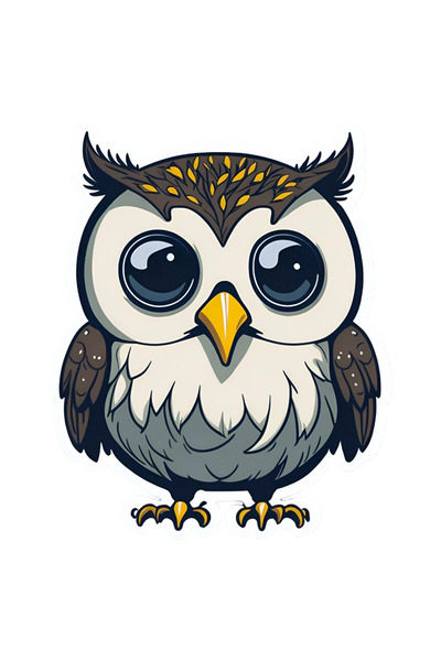 INOVATIX Set de 8 piese, autocolant Bubu Bufniță, INOVATIX®. 6 cm