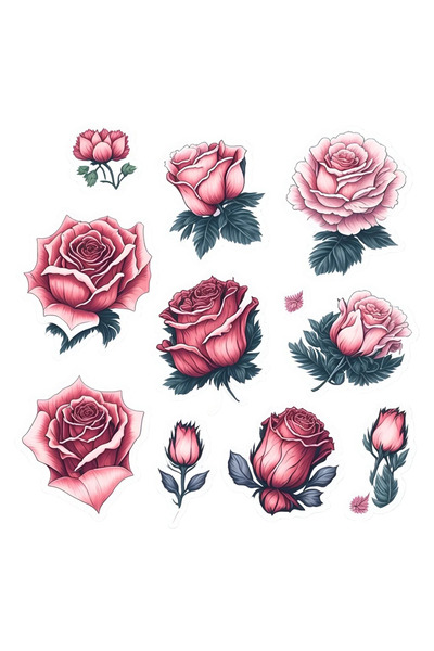 INOVATIX Σετ 8 τεμαχίων, Αυτοκόλλητο με Ανοιχτά Τριαντάφυλλα, INOVATIX®. 6 εκ.