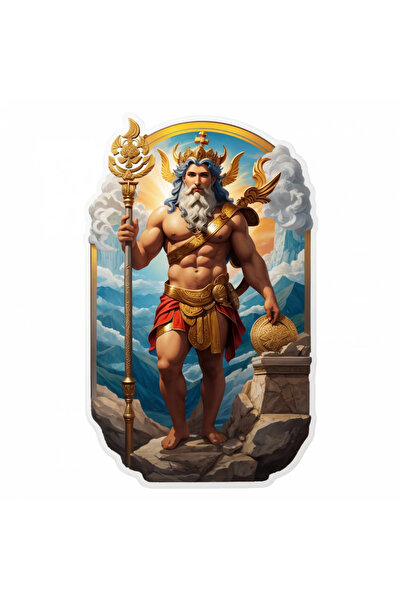 INOVATIX Set de 8 piese, autocolant zeu grec tigaie cu sceptru, INOVATIX®. 6 cm