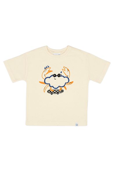 BEETLEBEEZ Children's Short Sleeve Printed Oversize T-Shirt - Ecru