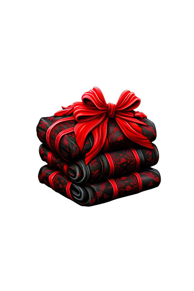 INOVATIX Set de 8 autocolante cadou negre cu fundă roșie, INOVATIX®. 6 cm