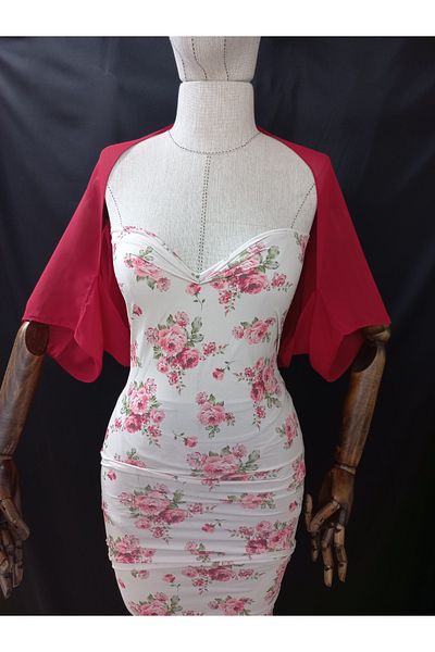 es moda shop Ariane Chiffon Short Sleeve Shawl Red