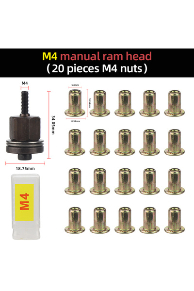 Choice1 مجموعة رؤوس صواميل برشام يدوية M4 مكونة من 20 أو 21 قطعة، أداة برشام ...